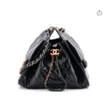 CHNL Black Mini Hobo 25 Mixed Hardware Shiny Crumpled Calfskin