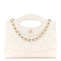 CHNL White Calfskin Top Handle Clutch